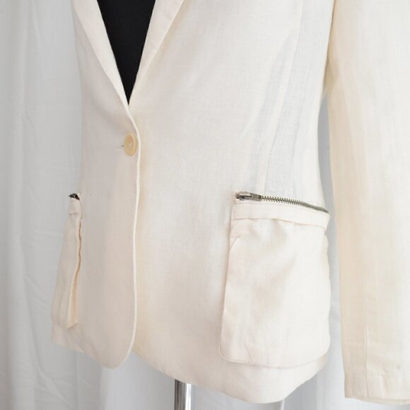 Brochu Walker White Linen Single Button Blazer Sz XS - Picture 6 of 7